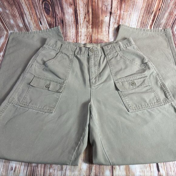 Vintage Y2K American Eagle CARGO KHAKIS Size 10 High Rise Boot Cut Pants 30x30.5 - Picture 2 of 11